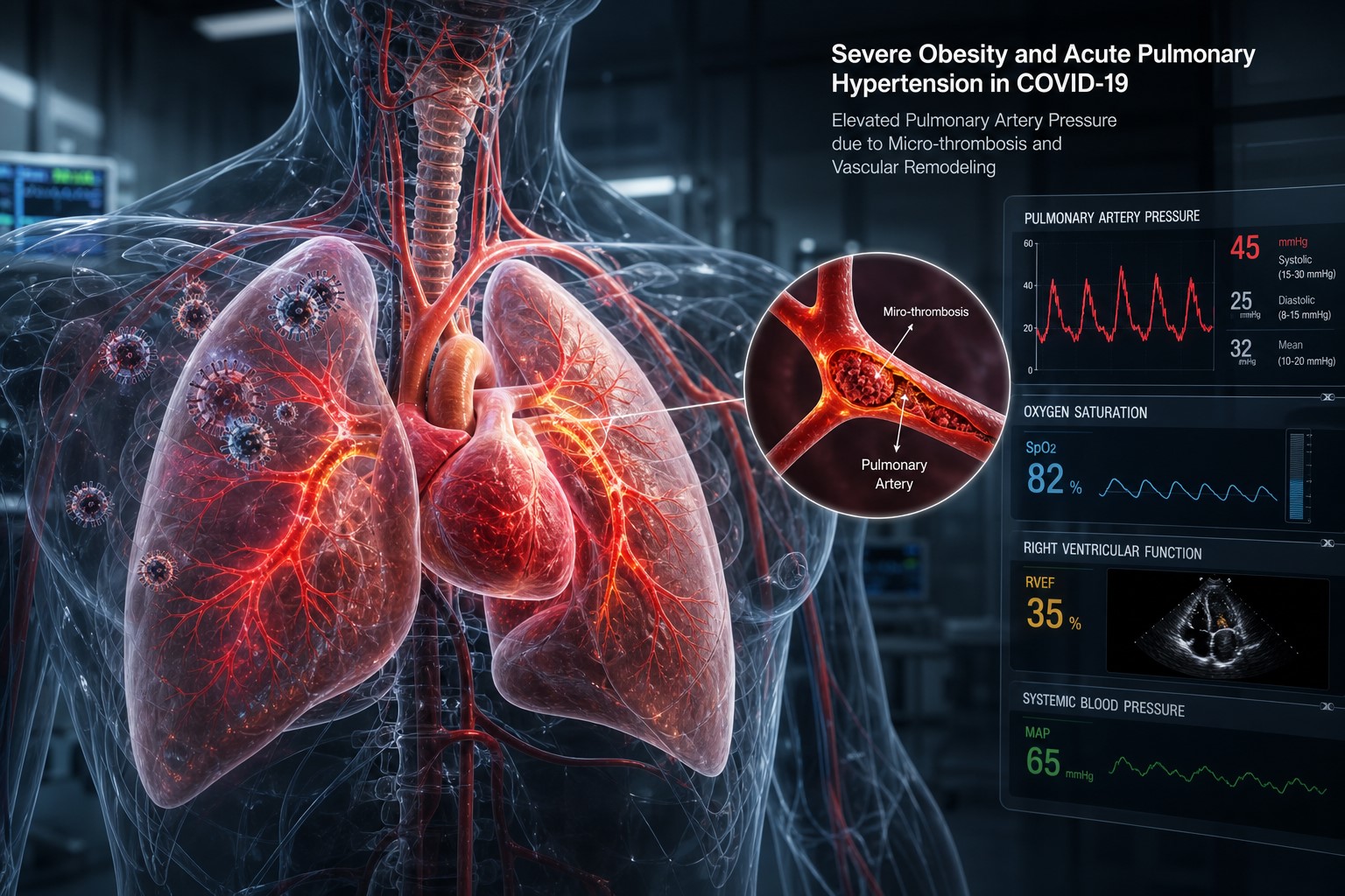 Incidence of Pulmonary Hypertension in Obese Patients with COVID-19 in Intensive Care Units 